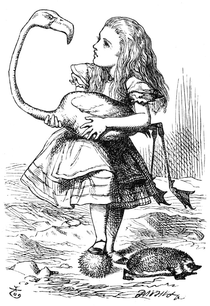 Alice in Wonderland playing croquet