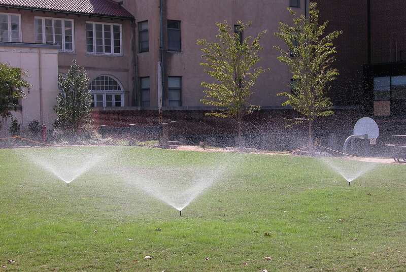 water coming out of automatic sprinklers