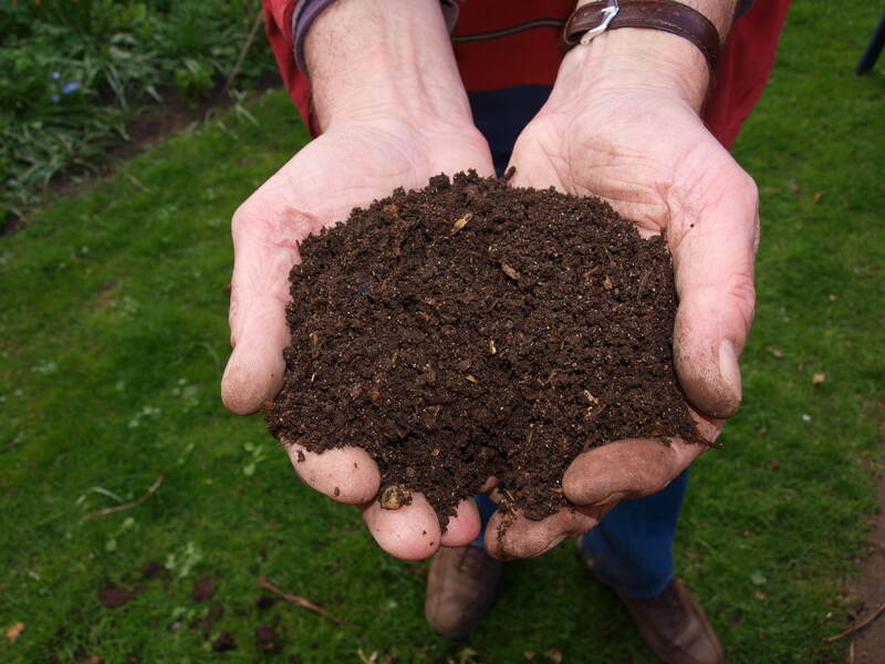 A person using soil for testing