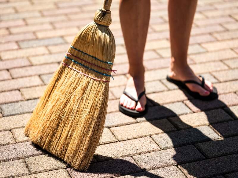 broom for sweeping sidewalk